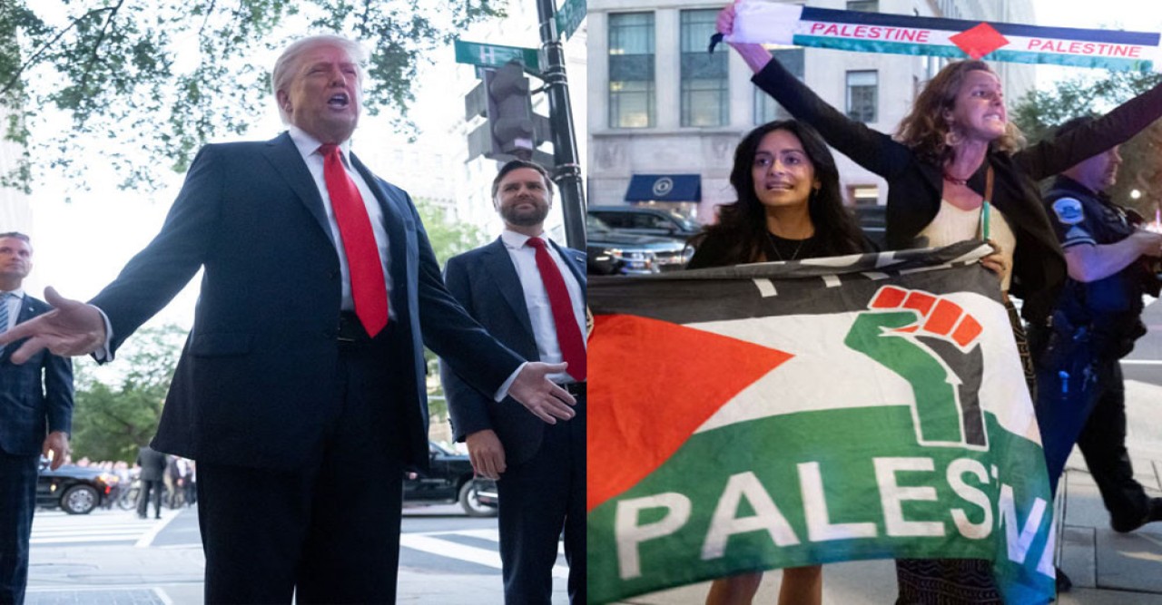 রেস্তোরাঁয় গিয়ে বিক্ষোভকারীদের কবলে ট্রাম্প