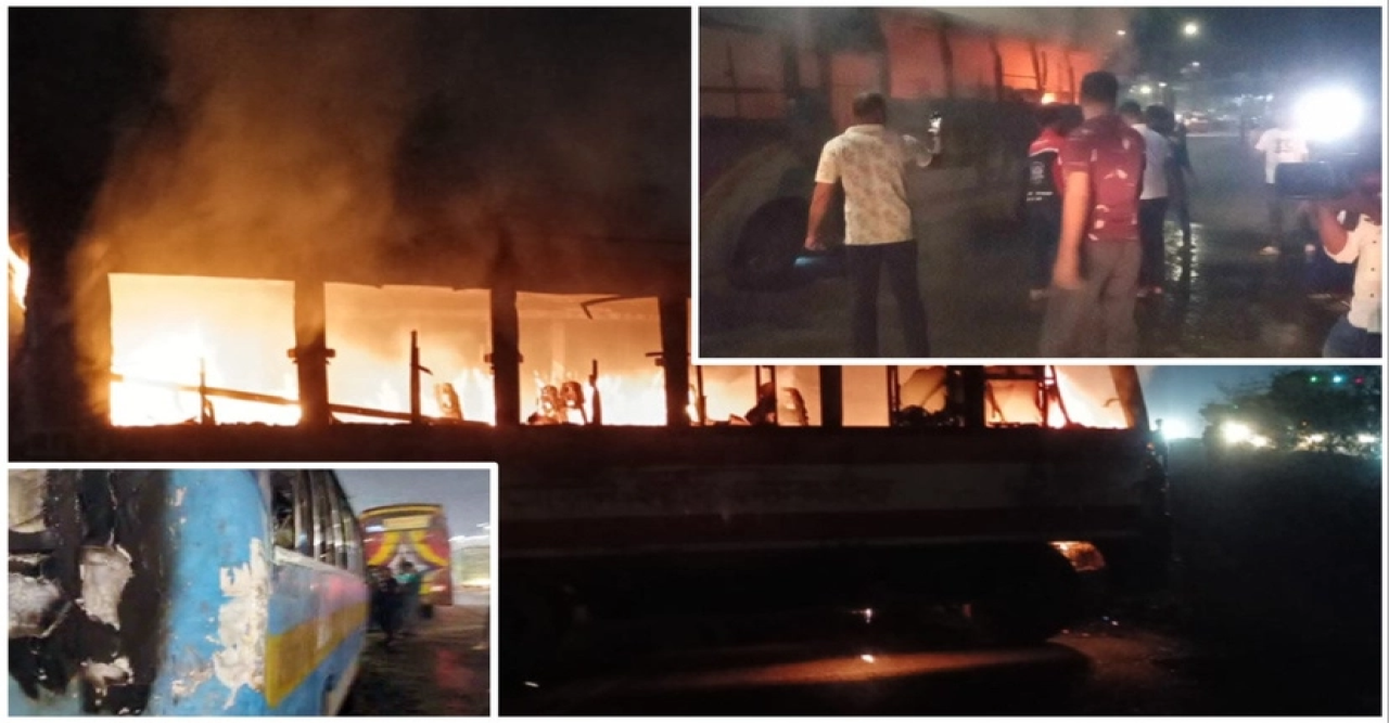 সন্ধ্যার পর সারা দেশে ৫ বাসে আগুন