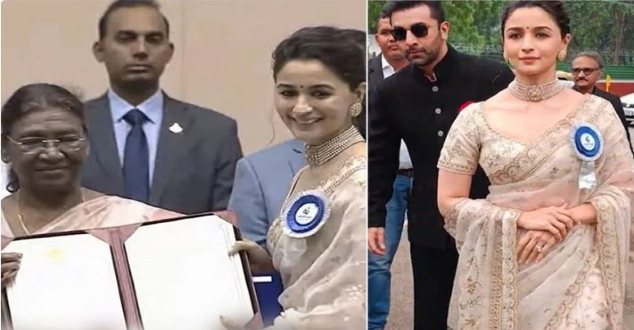 বিয়ের শাড়ি পরেই জাতীয় পুরস্কার নিলেন আলিয়া ভাট