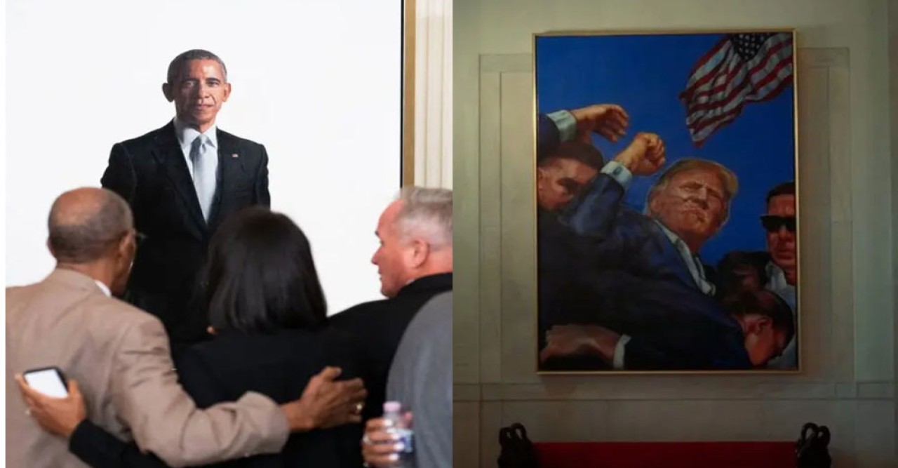 ওবামার প্রতিকৃতি সরিয়ে নিজের নতুন ছবি বসালেন ট্রাম্প