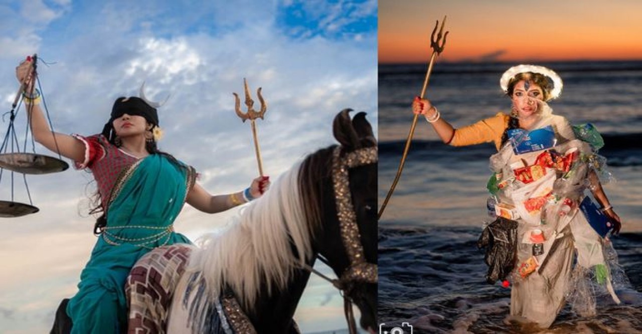 দুর্গা সাজে নতুন বার্তা দিলেন নওশাবা