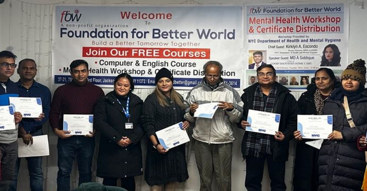 নিউইয়র্কে মানসিক স্বাস্থ নিয়ে ফাউন্ডেশন ফর বেটার ওয়ার্ল্ডের কর্মশালা