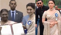 বিয়ের শাড়ি পরেই জাতীয় পুরস্কার নিলেন আলিয়া ভাট